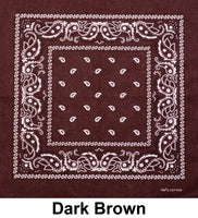 Dark Brown Paisley Print Designs Cotton Bandana (22 inches x 22 inches)