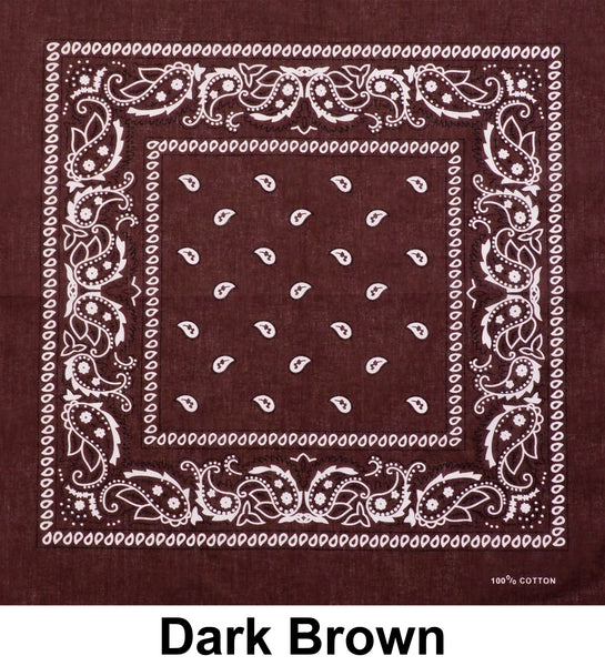 Dark Brown Paisley Print Designs Cotton Bandana