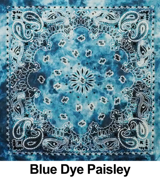 Blue Dye Paisley Print Designs Cotton Bandana (22 inches x 22 inches)