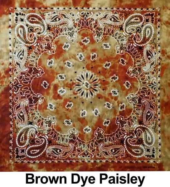 Brown Dye Paisley Print Designs Cotton Bandana (22 inches x 22 inches)