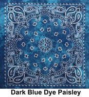 Dark Blue Dye Paisley Print Designs Cotton Bandana