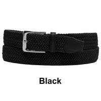 Black Basket Weave Nylon Woven Elastic Stretch Belt with Belt Buckle