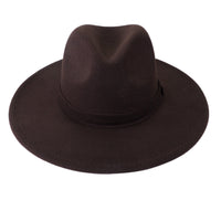 Brown Fedora Panama Upturn Wide Brim Cotton Blend Felt Hat