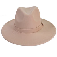 Beige Fedora Panama Upturn Wide Brim Cotton Blend Felt Hat