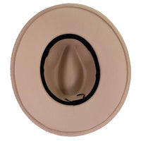 Beige Fedora Panama Upturn Wide Brim Cotton Blend Felt Hat