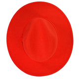 Bright Red Fedora Panama Upturn Wide Brim Cotton Blend Felt Hat