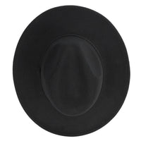 Black Fedora Panama Upturn Wide Brim Cotton Blend Felt Hat