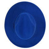 Blue Fedora Panama Upturn Wide Brim Cotton Blend Felt Hat