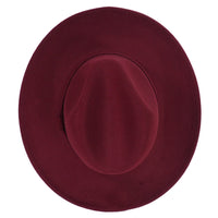 Burgundy Fedora Panama Upturn Wide Brim Cotton Blend Felt Hat