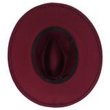 Burgundy Fedora Panama Upturn Wide Brim Cotton Blend Felt Hat