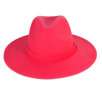 Pink Fedora Panama Upturn Wide Brim Cotton Blend Felt Hat