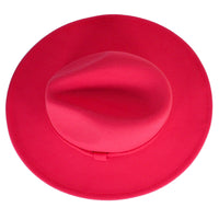 Candy Pink Fedora Panama Upturn Wide Brim Cotton Blend Felt Hat