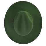 Army Green Fedora Panama Upturn Wide Brim Cotton Blend Felt Hat