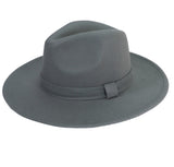 Gray Fedora Panama Upturn Wide Brim Cotton Blend Felt Hat