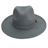 Gray Fedora Panama Upturn Wide Brim Cotton Blend Felt Hat
