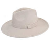 Ivory Fedora Panama Upturn Wide Brim Cotton Blend Felt Hat