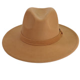 Khaki Fedora Panama Upturn Wide Brim Cotton Blend Felt Hat