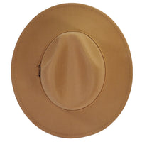 Khaki Fedora Panama Upturn Wide Brim Cotton Blend Felt Hat