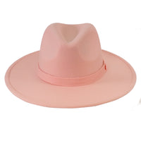 Dusty Pink Fedora Panama Upturn Wide Brim Cotton Blend Felt Hat