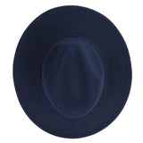 Navy Fedora Panama Upturn Wide Brim Cotton Blend Felt Hat
