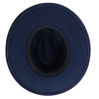 Navy Fedora Panama Upturn Wide Brim Cotton Blend Felt Hat