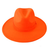Orange Fedora Panama Upturn Wide Brim Cotton Blend Felt Hat