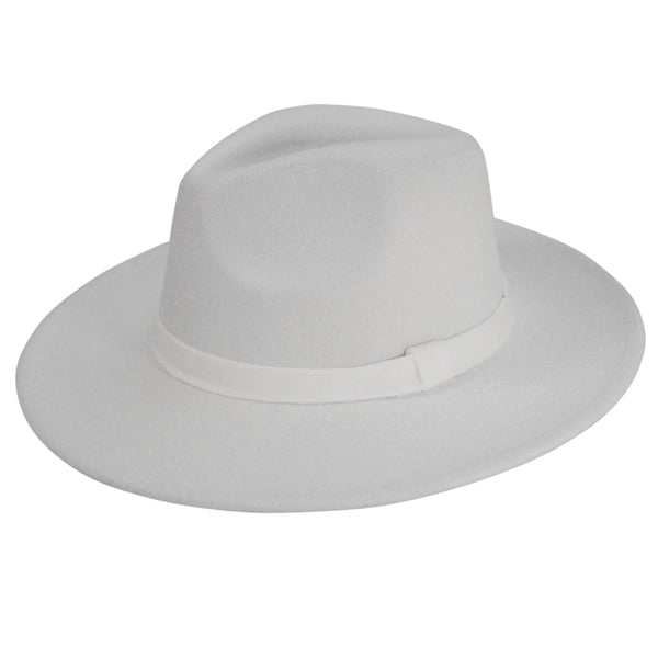 White Fedora Panama Upturn Wide Brim Cotton Blend Felt Hat