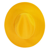 Yellow Fedora Panama Upturn Wide Brim Cotton Blend Felt Hat