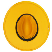 Yellow Fedora Panama Upturn Wide Brim Cotton Blend Felt Hat