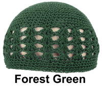 Forest Green KUFI Crochet Beanie Skull Cap Knit Hat Muslim Islamic Prayer New 100% Cotton