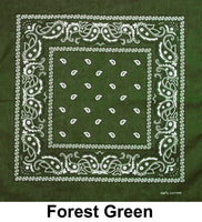 Forest Green Paisley Print Designs Cotton Bandana