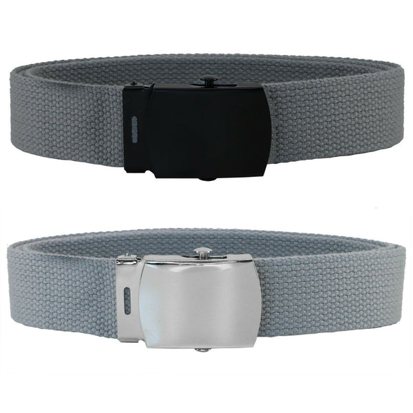Gray Adjustable Canvas Military Web Belt With Metal Buckle 32" to 72"