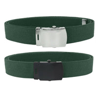 Green Adjustable Canvas Military Web Belt With Metal Buckle 32" to 72"