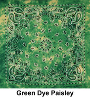 Green Dye Paisley Print Designs Cotton Bandana (22 inches x 22 inches)