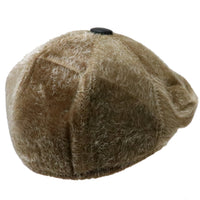 Mens Light Brown Faux Animal Fur Ivy Cap Gatsby Newsboy Cabbie Winter Warm Hat