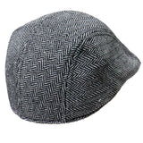 Mens Black White Herringbone Pattern Ivy Cap Gatsby Newsboy Cabbie Winter Warm Hat