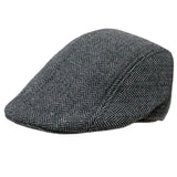 Mens Black Gray Herringbone Pattern Ivy Cap Gatsby Newsboy Cabbie Winter Warm Hat