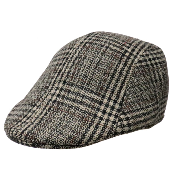 Mens Brown Plaid Design Ivy Cap Gatsby Newsboy Cabbie Winter Warm Hat