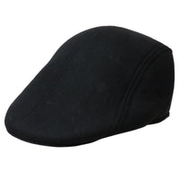 Black Cotton Blend Ivy Cap Gatsby Newsboy Cabbie Winter Warm Hat