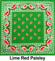 Lime Red Paisley Print Designs Cotton Bandana (22 inches x 22 inches)