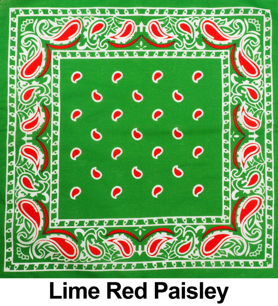 Lime Red Paisley Print Designs Cotton Bandana