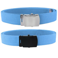 Light Blue Adjustable Canvas Military Web Belt With Metal Buckle 32" to 72"