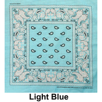 Light Blue Paisley Design Print Cotton Bandana