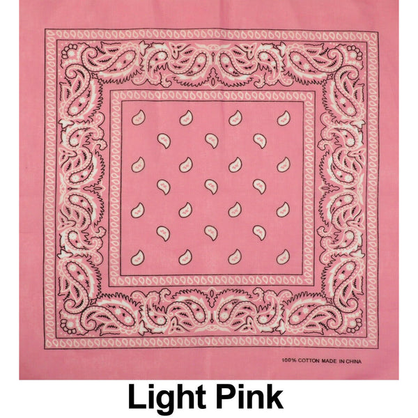 Light Pink Paisley Design Print Cotton Bandana (22 inches x 22 inches)