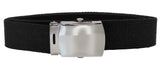 Black Adjustable Canvas Military Web Belt With Metal Buckle 32" to 72"