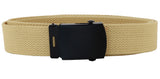 Khaki Adjustable Canvas Military Web Belt With Metal Buckle 32" to 72"