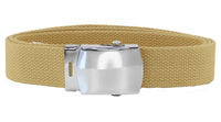 Khaki Adjustable Canvas Military Web Belt With Metal Buckle 32" to 72"
