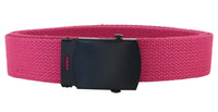 Pink Adjustable Canvas Military Web Belt With Metal Buckle 32" to 72"