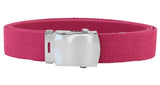 Pink Adjustable Canvas Military Web Belt With Metal Buckle 32" to 72"