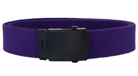 Purple Adjustable Canvas Military Web Belt With Metal Buckle 32" to 72"